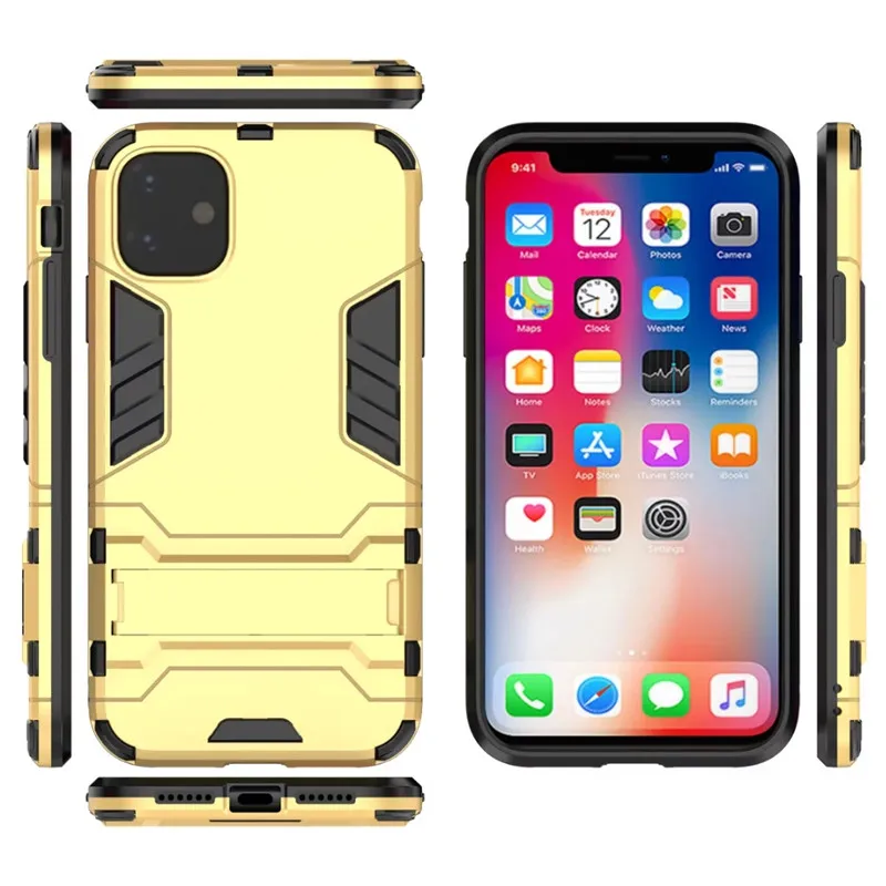 for apple iphone 11 12 pro max xs xr 8 7 hybrid soft tpu hard pc dual layer armor case shockproof bumper stand holder cover free global shipping