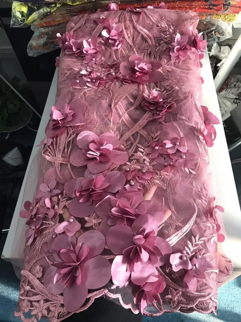 Лидер продаж большое кружево красный цвет 3d цветочное вышитая ткань приятный