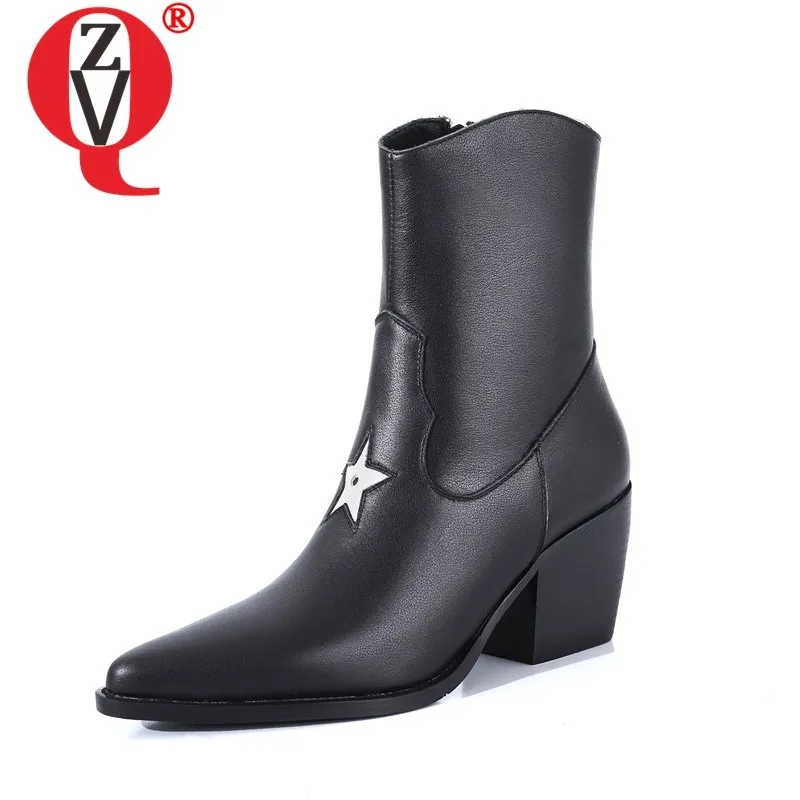 ZVQ Женская Новый стиль Модные ботильоны высокого качества из натуральной кожи
