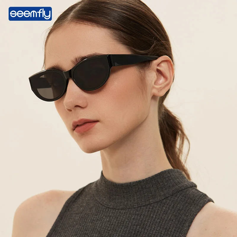 

Seemfly Vintage Cat Eye Sunglasses Women Retro Small Leopard Sun Glasses Clear Lens Brand Designer Colorful Eyewear For Female