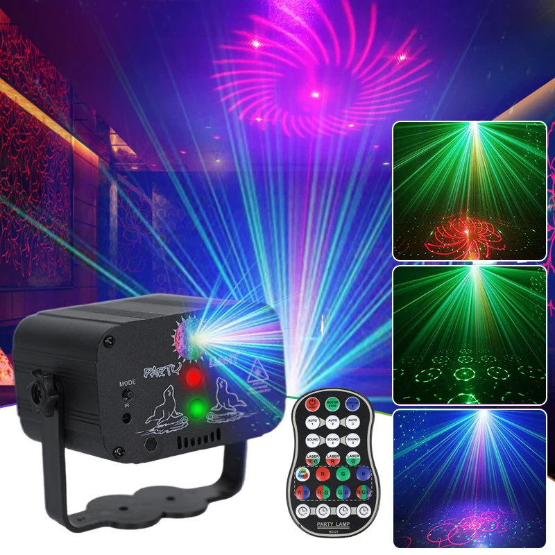 Disco Licht RGB Sound Aktiviert Laser DJ Party Lichter USB Strobe Projektor Dmx Blinkende Kugel Bühne Lampe KTV Club Home weihnachten