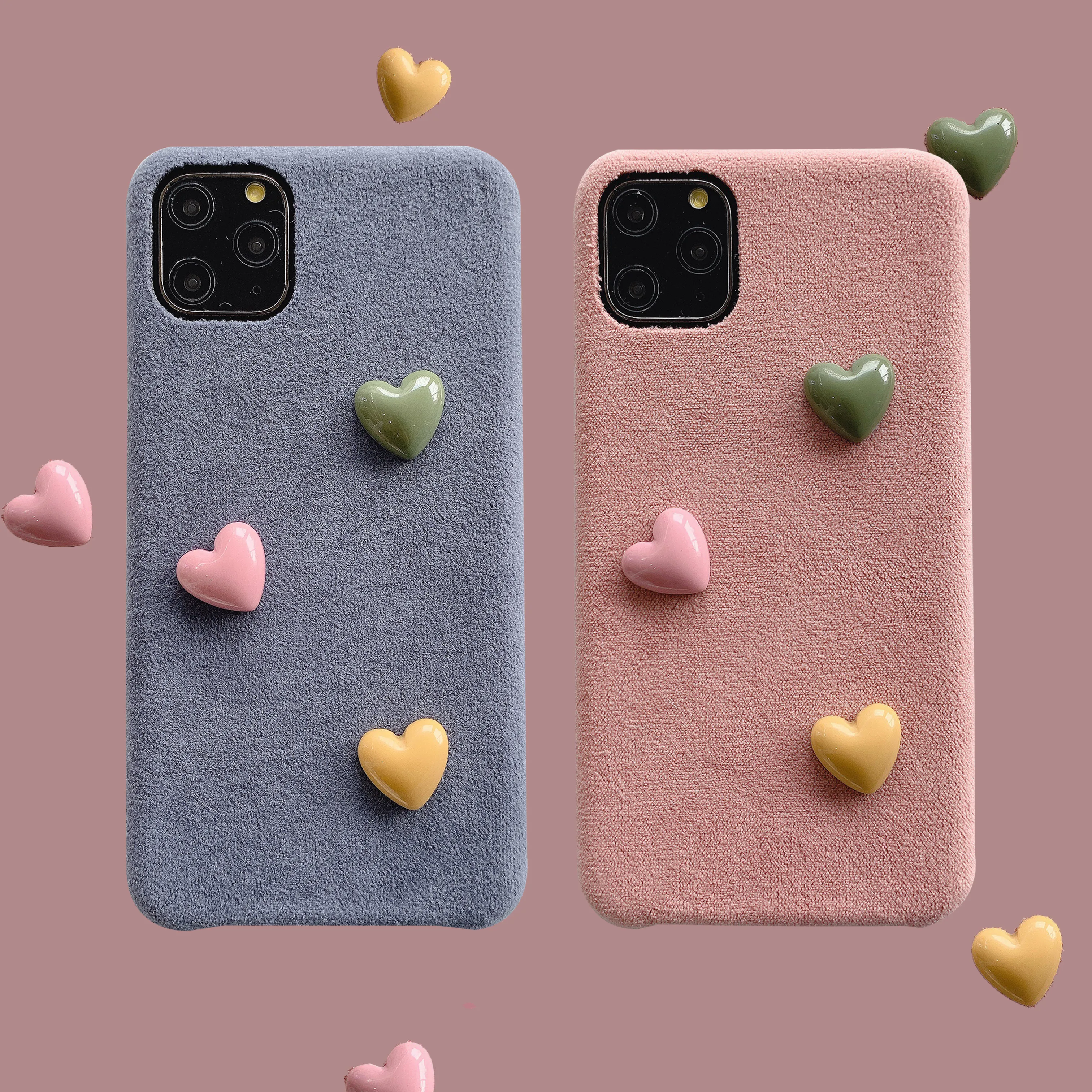 Милый розовый объемный Шерстяной Чехол love для iPhone 11 Pro Max X XS XR 7 8 Plus мобильный