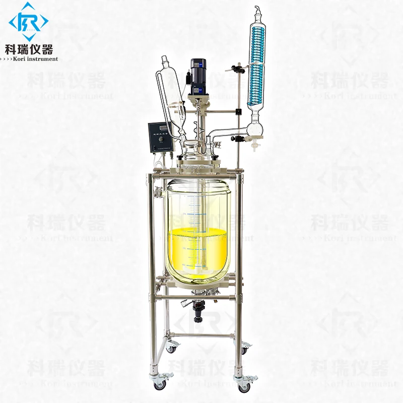 

5L High borosilicate GG3.3 Vacuum Glass reactor with PTFE mixer for laboratory distillation equipment