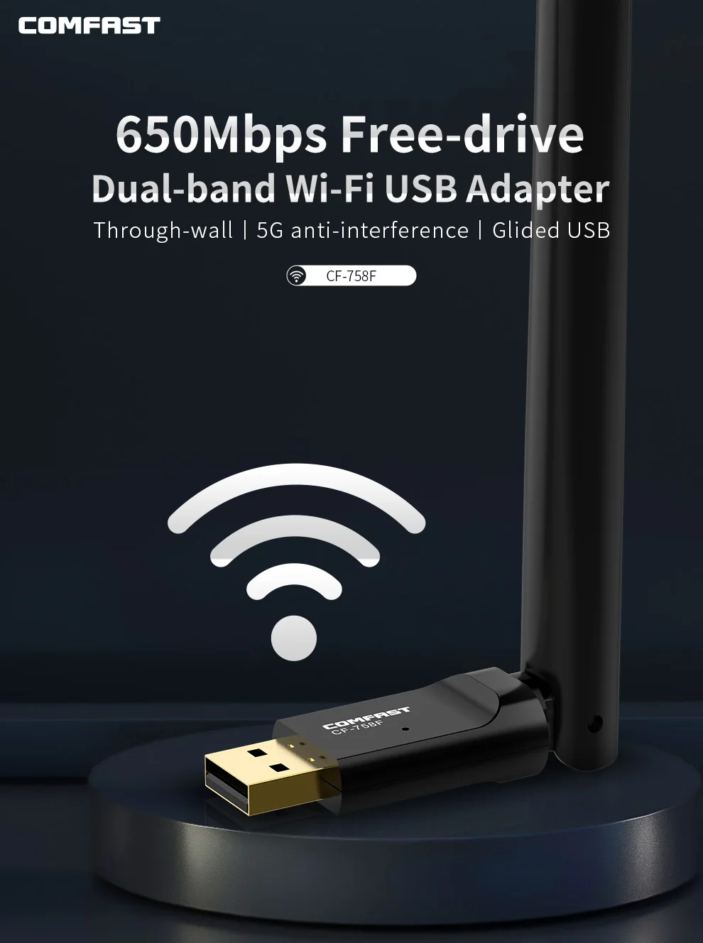 Comfast хотя настенная сетевая карта 650 Мбит/с свободный привод двухдиапазонный 2 4G и