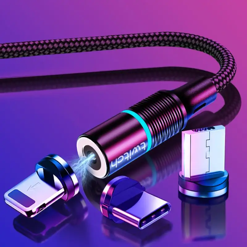 

Magnetic Micro USB Cable 3/2/1M Rotate 360 Degree Three-in-one Magnetic Data Cable For Apple Android Type-c Charging Cable