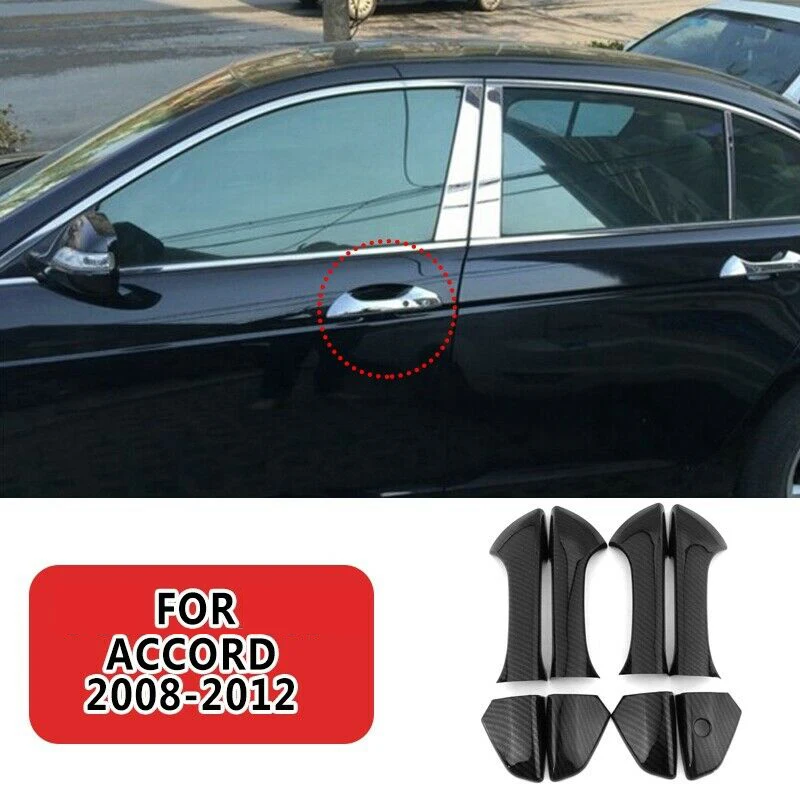 

Glossy Carbon Fiber Side Door Handle Covers Trims for 2008-13 Honda Accord Sedan