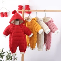 winter baby jacket plus velvet baby girl rompers snow proof down cotton baby boy romper newborn toddler jumpsuit baby clothes