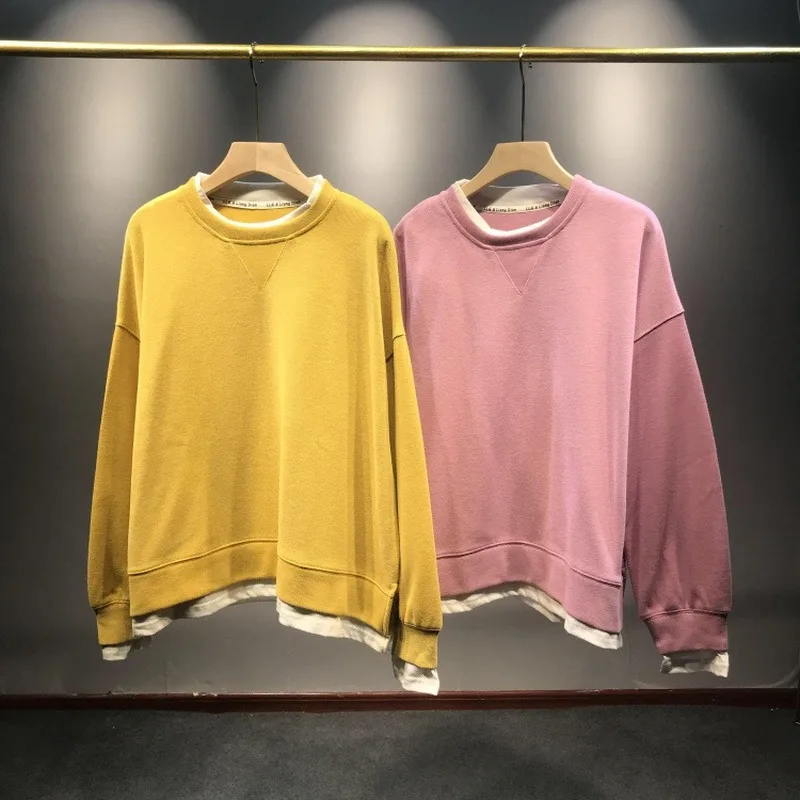 Свитшот женский оверсайз с круглым вырезом пальто свитшот из двух предметов в