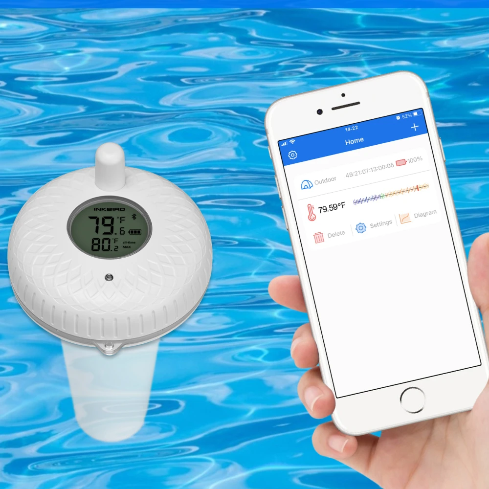 

INKBIRD IBS-P01B Wireless Indoor & Outdoor Floating Pool Thermometer for Swimming Pool, Bath Water, Spas, Aquariums & Fish Ponds