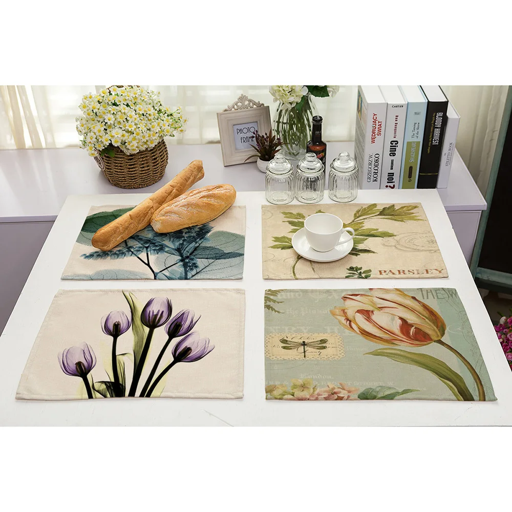 Lychee 42*32cm Plant Series Placemat Flax Table Mat Anti-scalding Pad DIY Kitchen Decoration Dining Accessories | Дом и сад