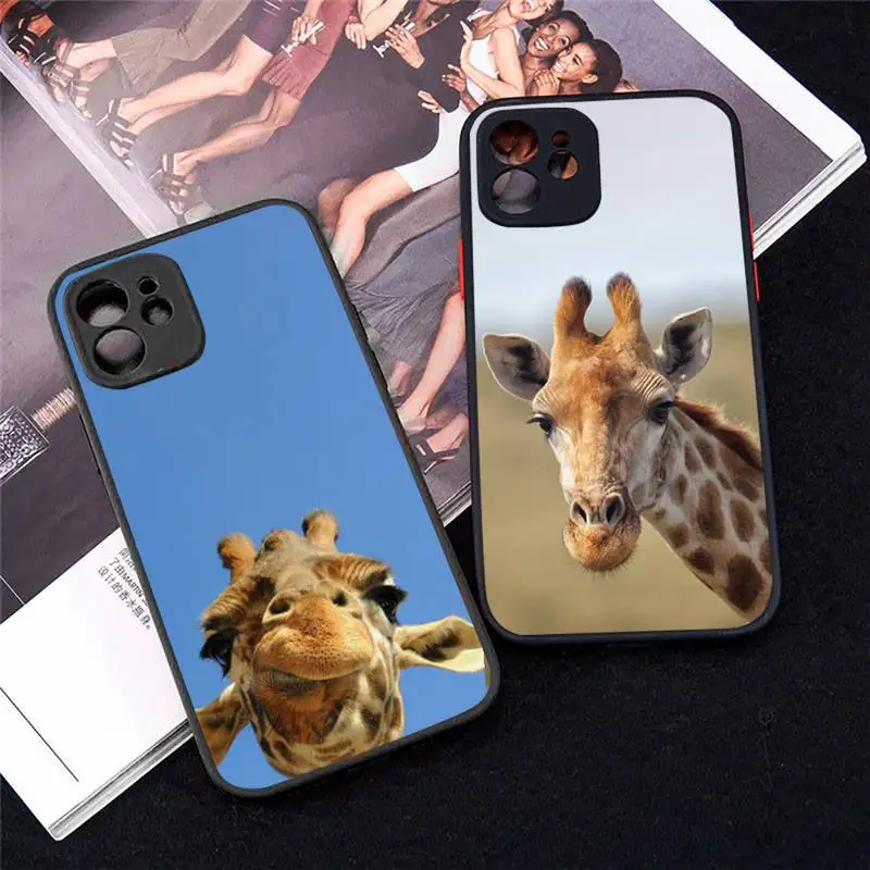 

giraffe animal cute lovely Phone Case Matte Transparent for iPhone 7 8 11 12 s mini pro X XS XR MAX Plus cover funda
