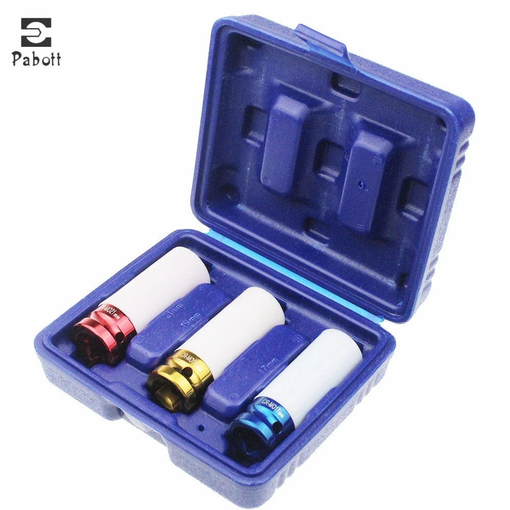 

3 шт. 1/2 дюйма 17 мм 19 мм 21 мм Высококачественная тонкая настенная колесная гайка из сплава Набор глубоких ударных втулок