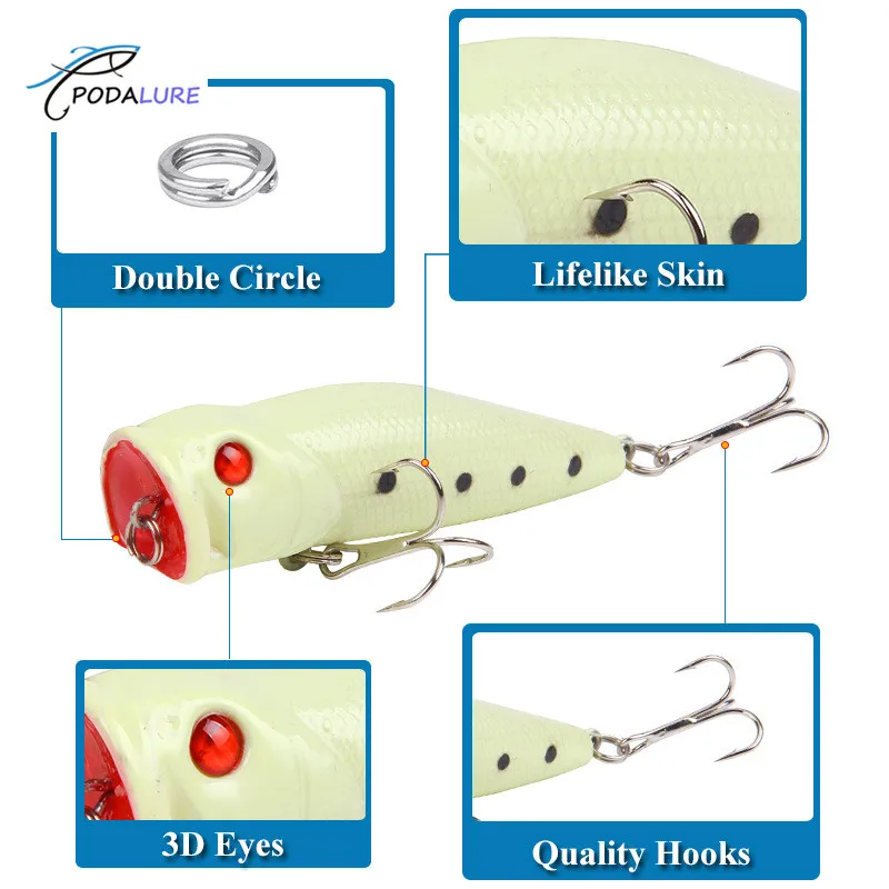 Luminous Noctilucent Baits Crank Pencil VIB Minnow Poppers Fishing Lures Set | Спорт и развлечения