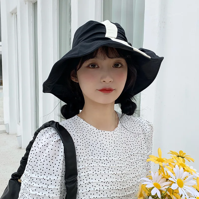 

Women Summer Hat Simple Foldable Wide Brim Floppy Girls Fashion Sun Hat Beach UV Protect Travel Bucket Hats Lady Cap Female