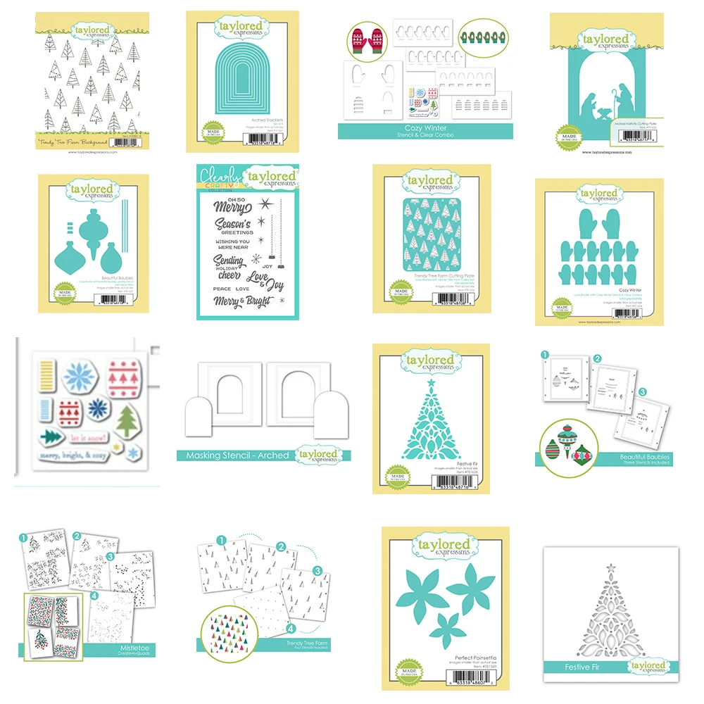 

2021 New Cozy Winter Fir Tree Layering Stencil Clear Stamps Scrapbook Diary Decoration Embossing Template DIY Metal Cutting Dies
