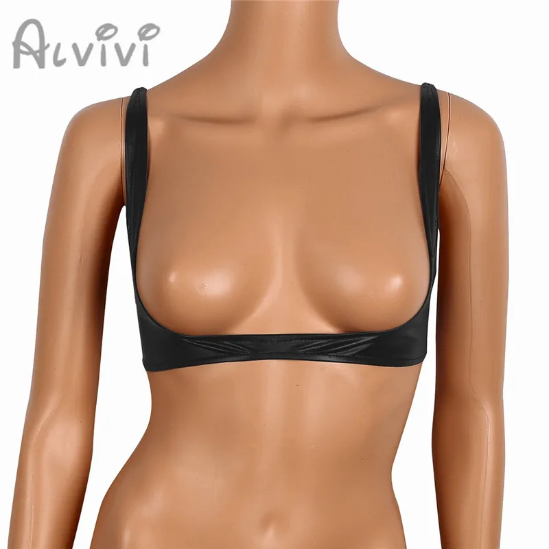 Нижнее белье alvivi женское, регулируемый бюстгальтер без косточек, пикантный бюстгальтер с чашками пуш-ап из ПВХ кожи, бюстье, специальное ниж...