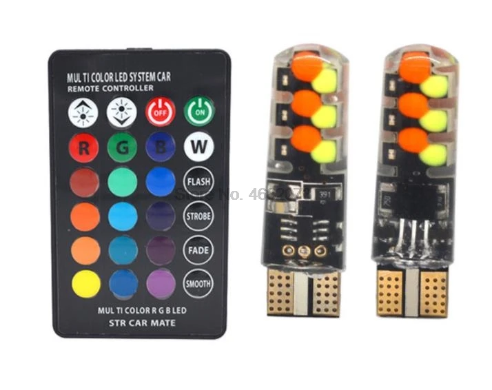 От DHL или Fedex 100 комплекты Led W5W T10 RGB просвет светильник автомобиля COB 12SMDs