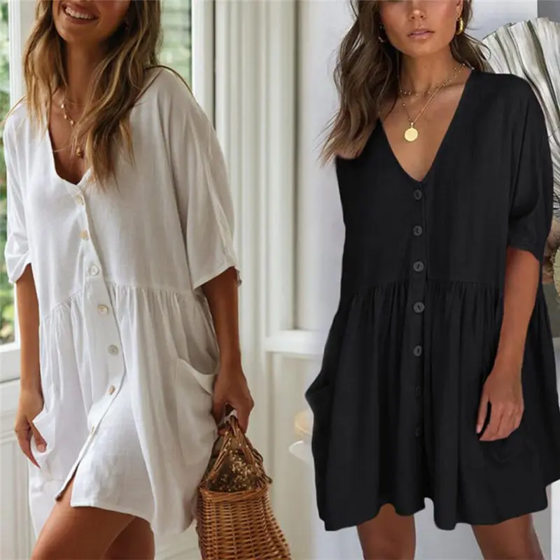 Женская летняя накидка на купальник однотонное пляжное платье Новая Пляжная