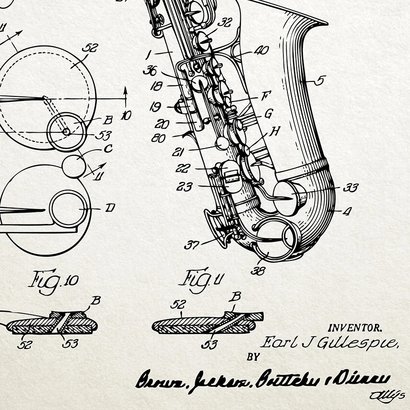 Саксофон художественная схема холст живопись саксофон плеер подарки патент