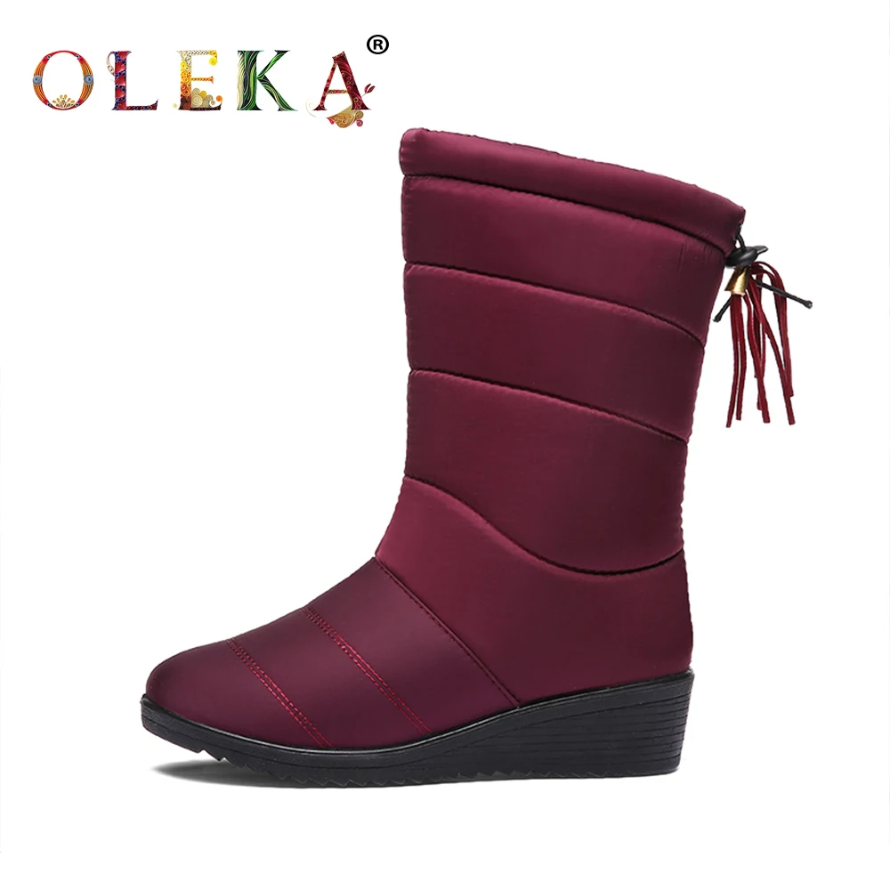 OLEKA/женские зимние сапоги до середины икры на необычном каблуке с бахромой и