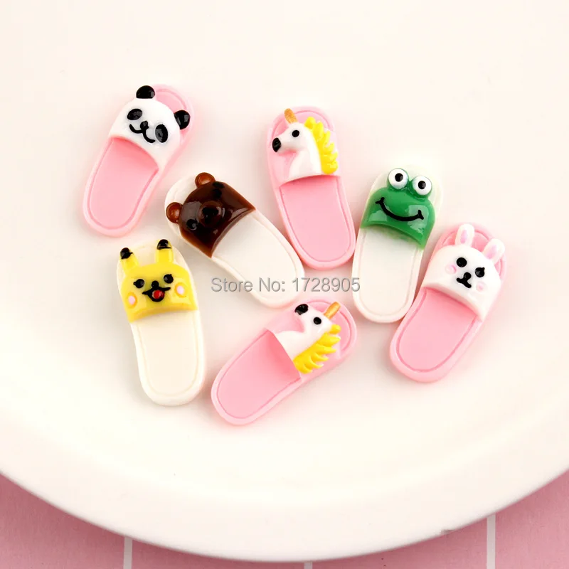 Бусины талисманы для слайма милые детские тапочки кабошон из смолы кавайная