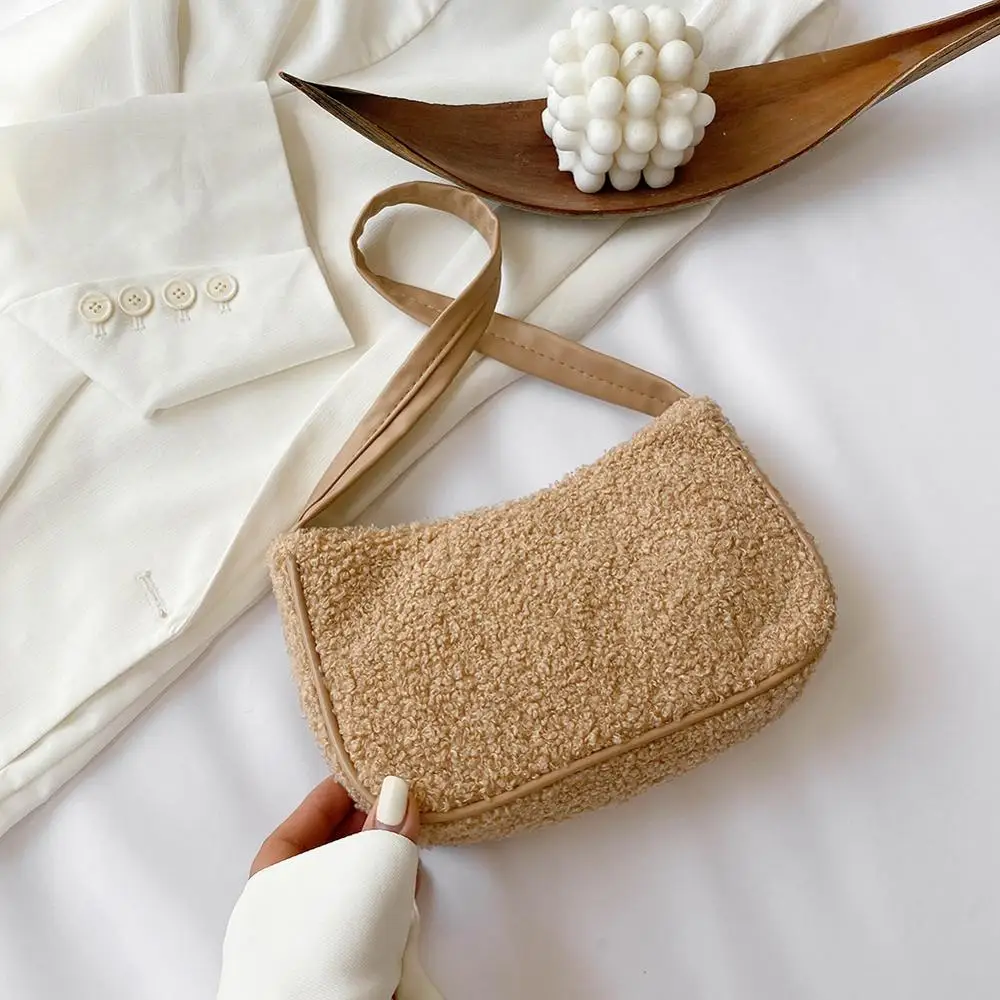 

Fashion Exquisite Shopping Bag Autumn Fashion Woolen Women Shoulder Bag Female Solid Coloer Underarm Handbag