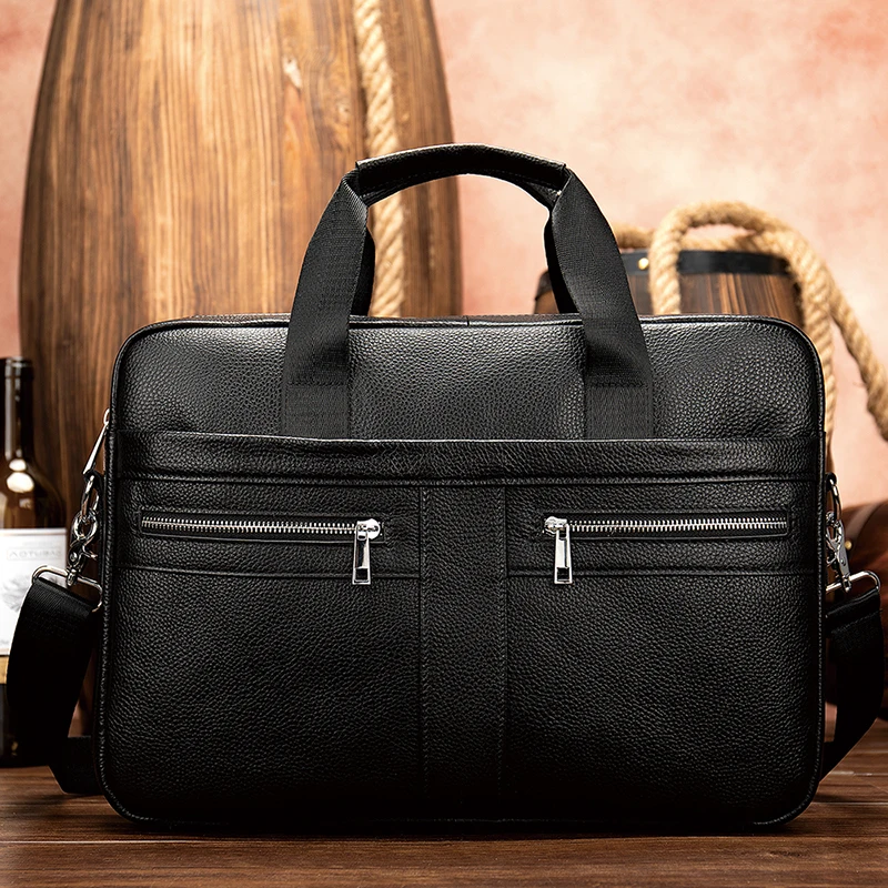 

Men Briefcase Business Messenger Shoulder Genuine Leather Hand Bag Handbag For Laptop Document A4 Travel Sac Bolso Fashion Bolsa