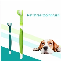 pet supplies pet toothbrush three head toothbrush multi angle brushing teeth cleaning to remove bad breath dog toothbrush