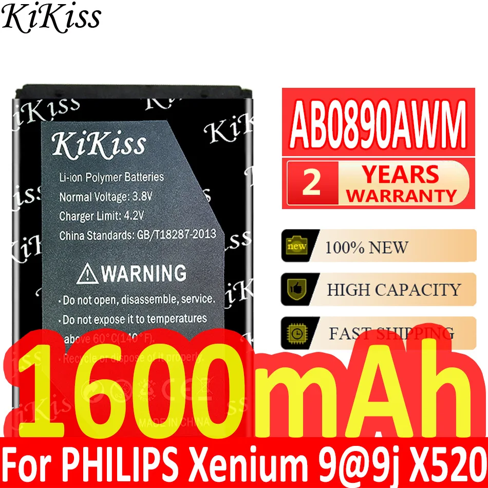 

Мощная батарея 1600 мАч KiKiss AB0890AWM для PHILIPS Xenium 9 @ 9j X520 AB0890EWM DWM AWM