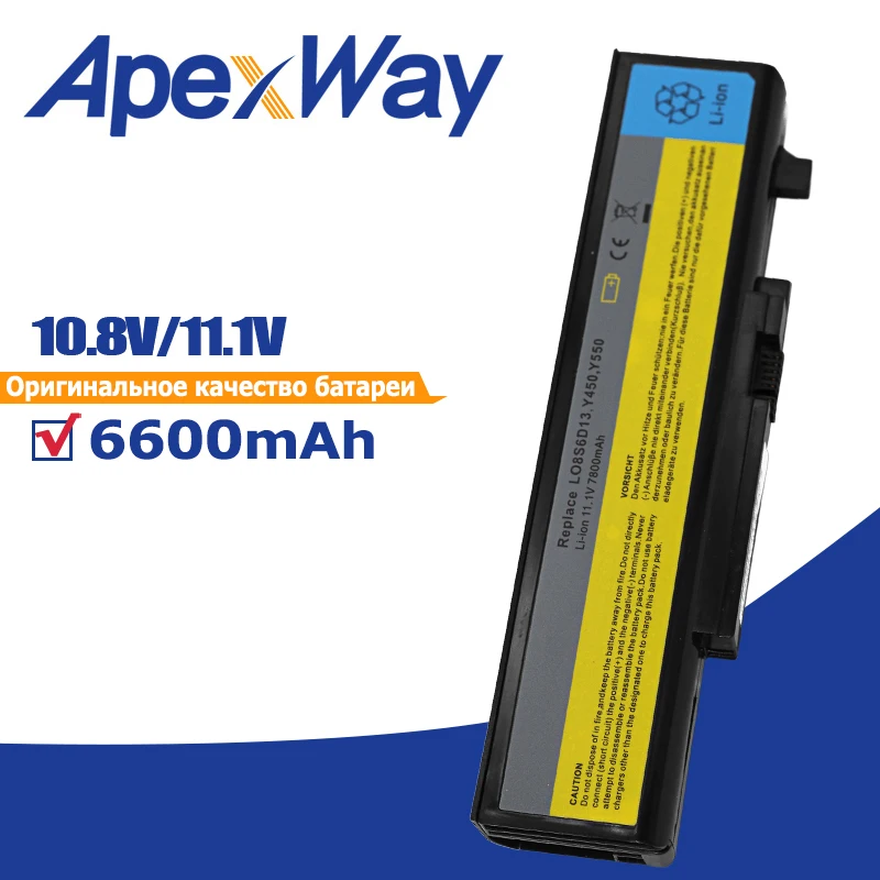 Аккумулятор Apexway для ноутбука Lenovo IdeaPad Y450 Y450A Y450G Y550 Y550A Y550P 55Y2054 L08L6D13 L08O6D13 L08S6D13 9