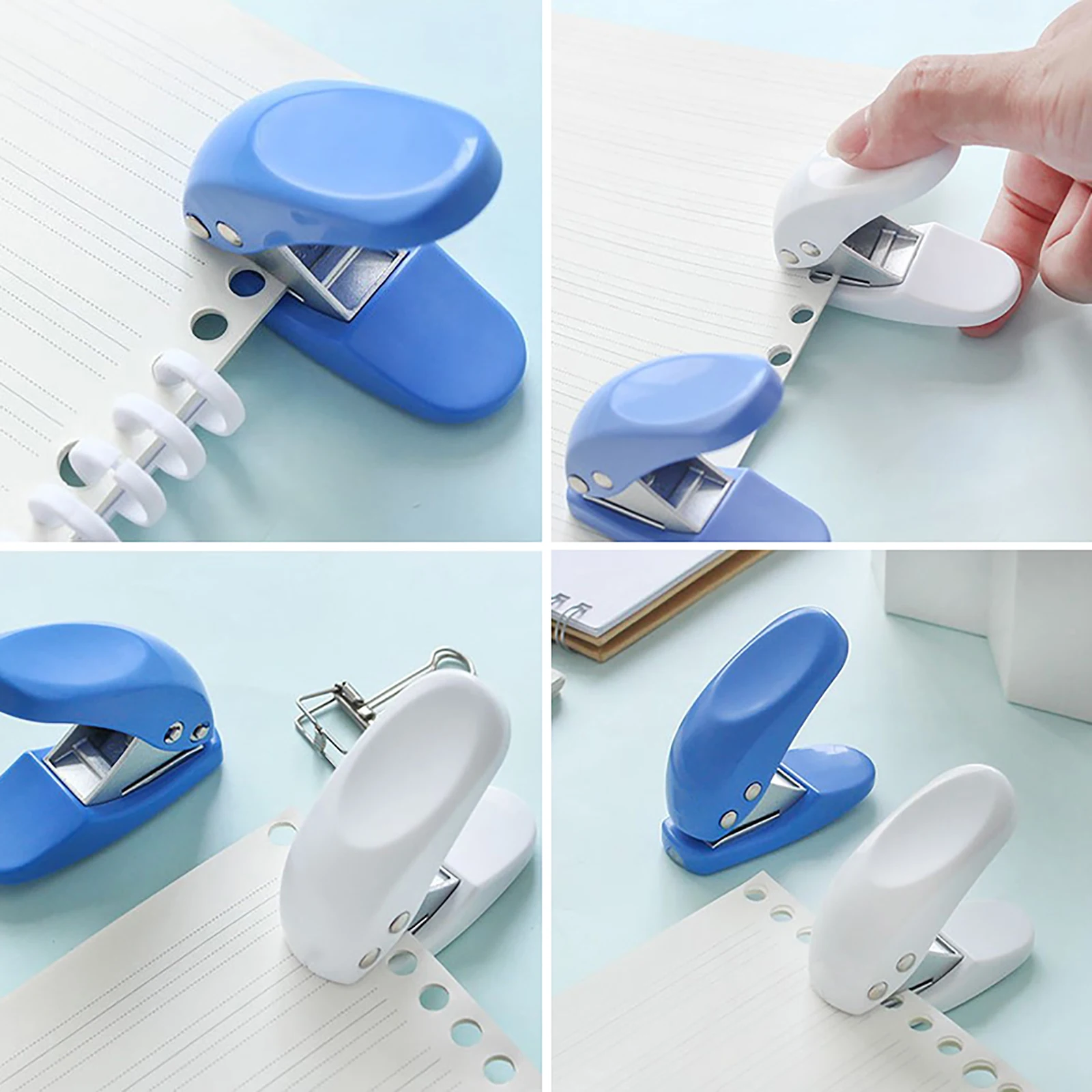 

2 PCS Mini Hole Puncher, 10 Sheets Punch Capacity, 6mm 1/4inch Holes Single Ring