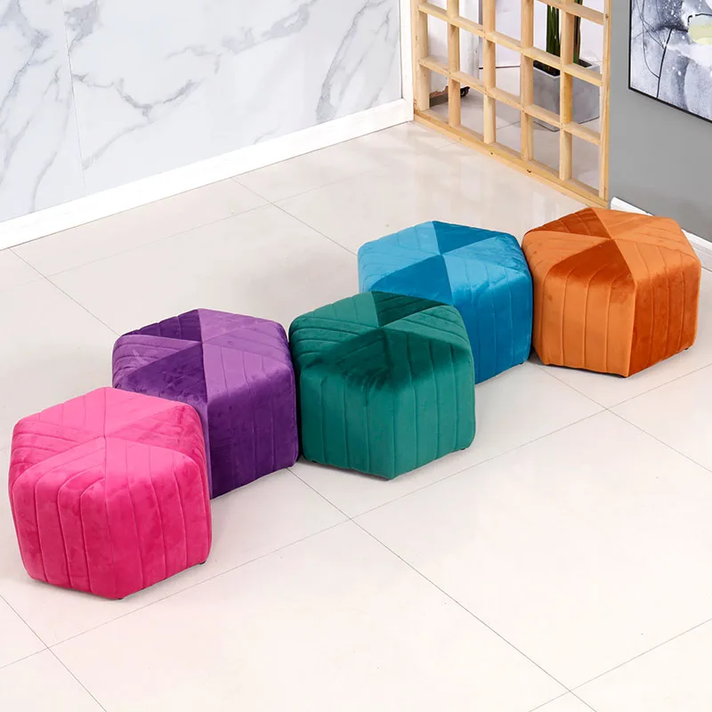 

Comfortable breathable clothing store pouf simple durable shoe changing stool creative fashion small taburete metal