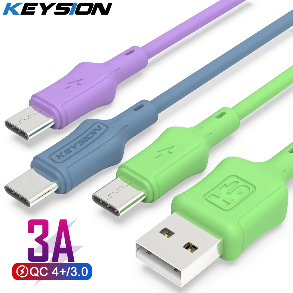 

KEYSION USB Type C Cable For Samsung A12 Xiaomi 11T Redmi 10 3A Fast Charging USB-C Cable Mobile Phone Charger Type-C Data Wire