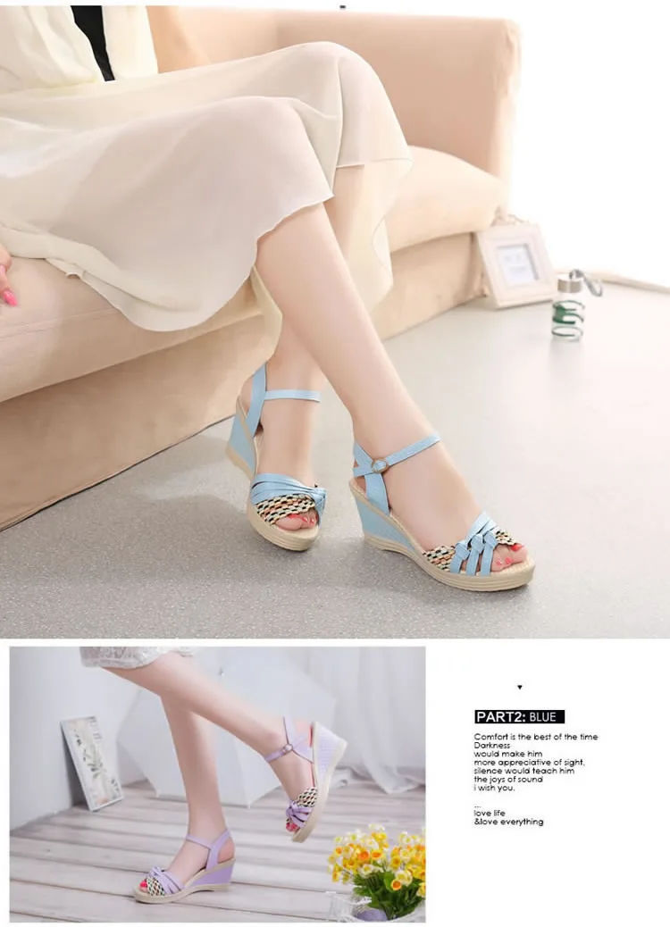 

Italy Rome style heels rivet sandals wedges shoes for women