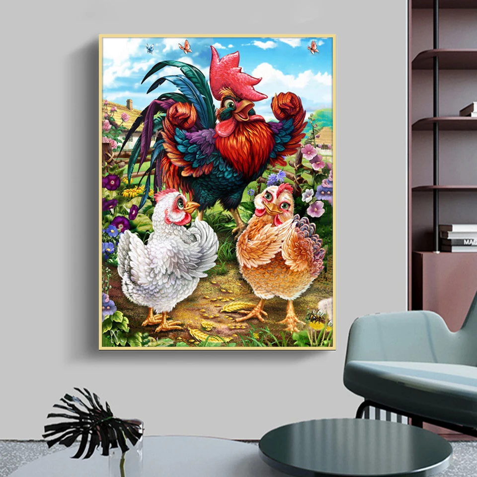 100% Полный 5D Diy Daimond картина &quotПетух и цыпленок&quot 3D Алмазная круглые стразы