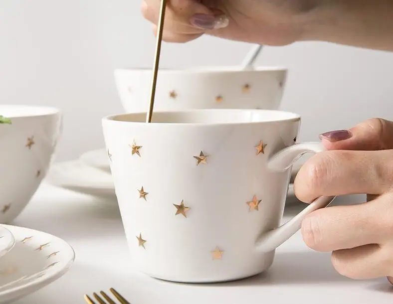 Золотая Звезда керамическая кружка для завтрака овсяная чашка креативная