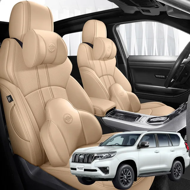 Leather car seat covers for toyota land cruiser prado 120 150 2004 2005 2006 2007 2008 2010 2011 2012 2013 2018 accessories