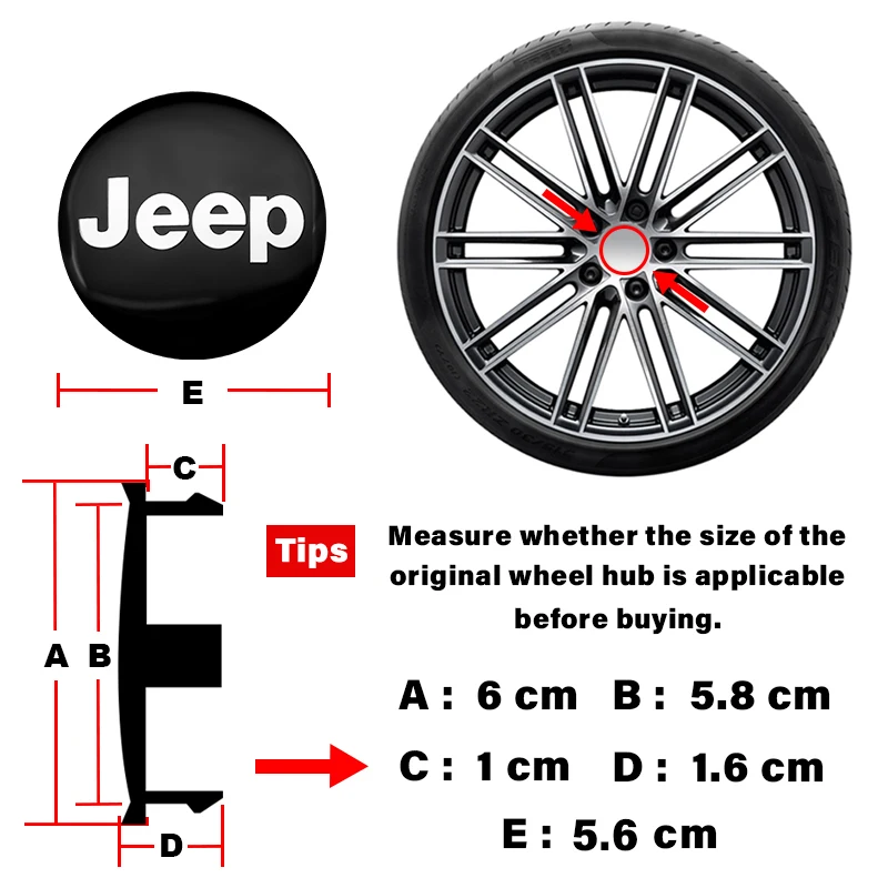 4pcs Car Logo Tire Center Hubcaps Auto Wheel Badge Hub Cover Sticker Accessories For Jeep Wrangler Renegade Compass Liberty JKU |