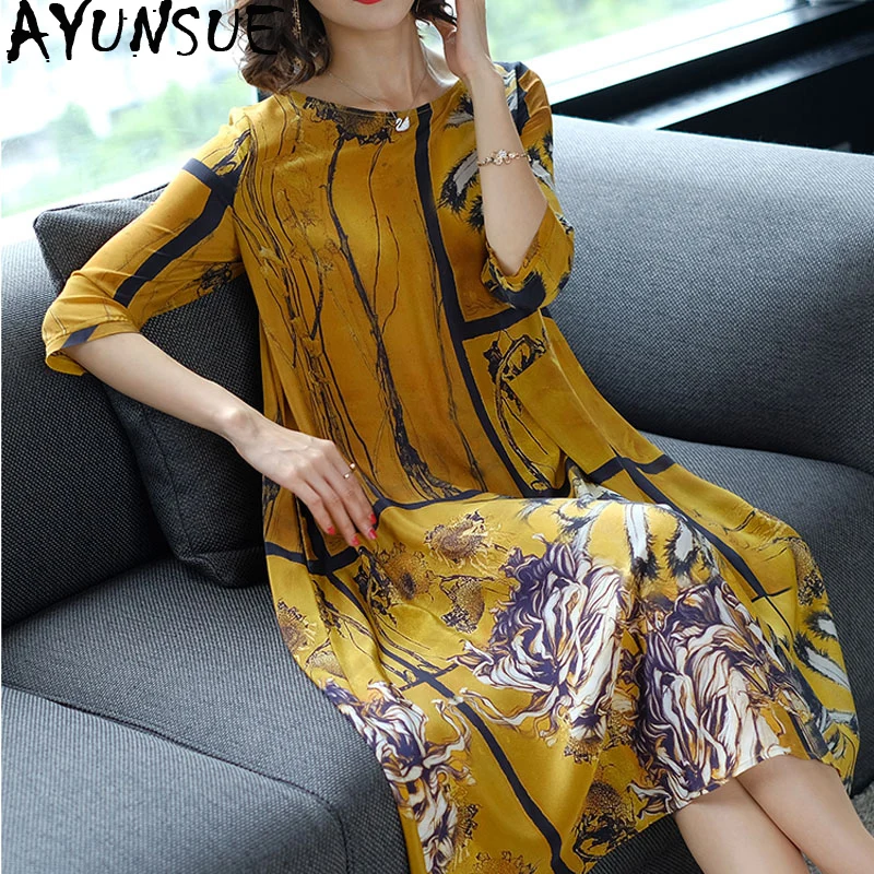 Женское платье с цветочным принтом AYUNSUE повседневное винтажное пляжное миди в