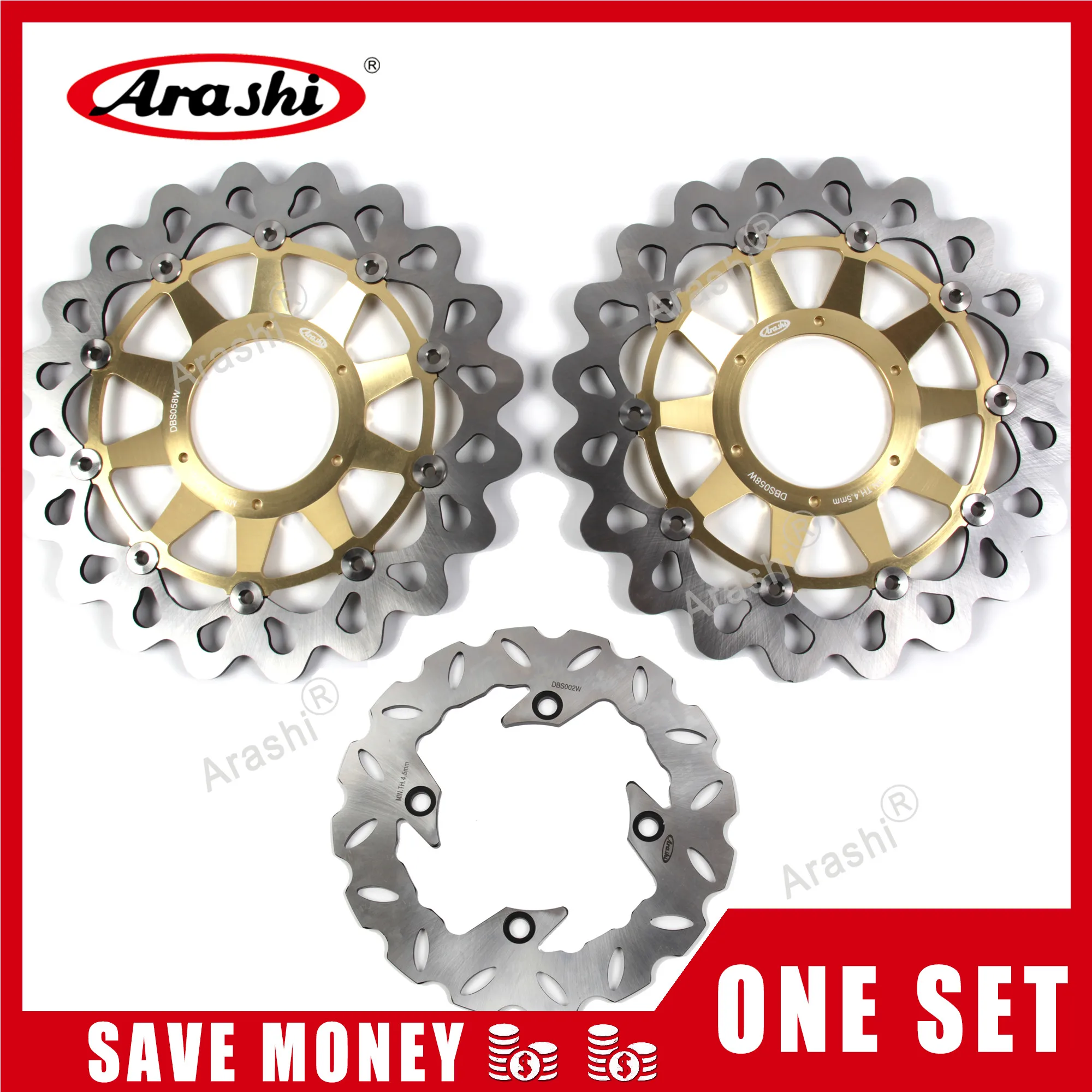 Gold Front Rear Arashi 1 комплект для HONDA CBR1000RR 2008 2009 2010 2011 2012 2013 CBR 1000 RR передний тормозной диск и задние дисковые тормоза ротор - Цвет: Gold Front Rear