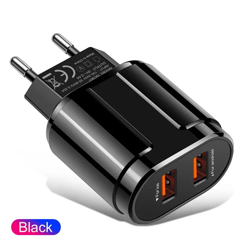5 в A USB зарядное устройство для iPhone X 8 Plus быстрое настенное зарядное устройство адаптер EU/US для samsung S10 huawei Xiaomi быстрое зарядное устройство для Android - Тип штекера: Black EU Plug