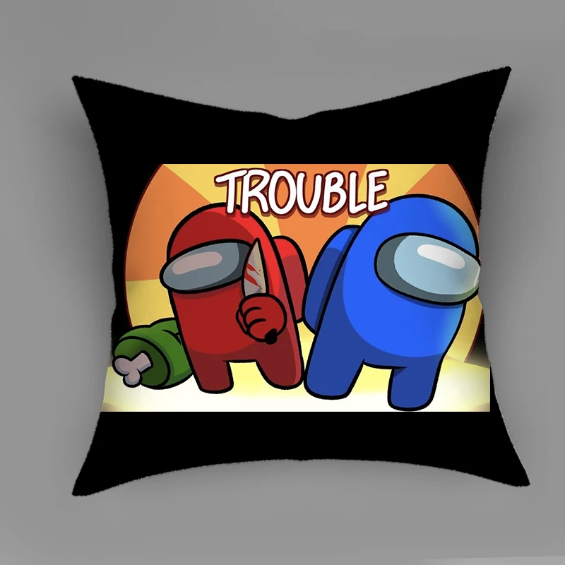 

2020 Cartoon Cute Pillow Case Technology Style Linen Pillow Cover Among Us Soft Sofa Cushion Cover Home Decor Throw Pillows