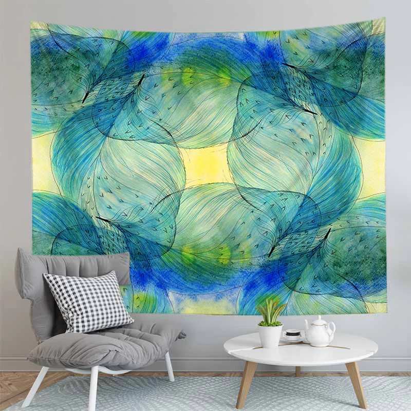 Психоделическое мультяшное одеяло индийские гобелены листья настенная