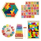 Новые красочные деревянные 3D головоломки геометрической формы, Детские деревянные игрушки, детские развивающие игрушки Монтессори для детей