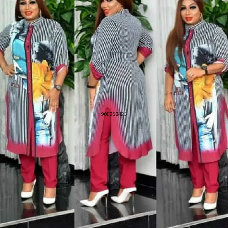 2 шт. комплект для женщин в африканском стиле Дизайнерская одежда Африка полоса