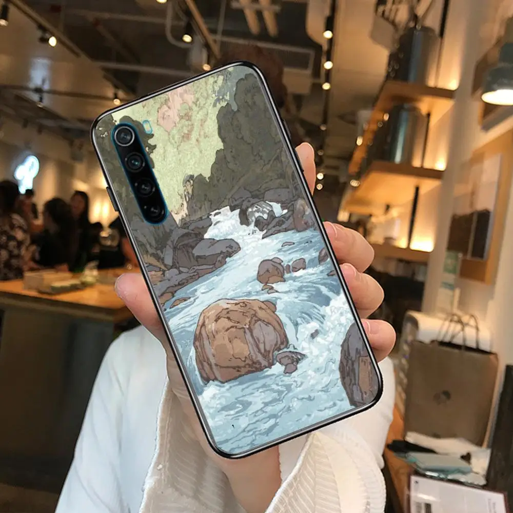 

Japanese scenery Cartoon cartoon Phone Case For XiaoMi Redmi Note 9S 8 7 6 5 A Pro T Y1 Anime Black Cover Silicone Back Pretty