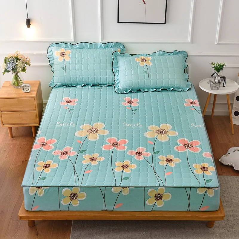 Утолщенный стеганый матрас наматрасник для двуспальной кровати простыня с