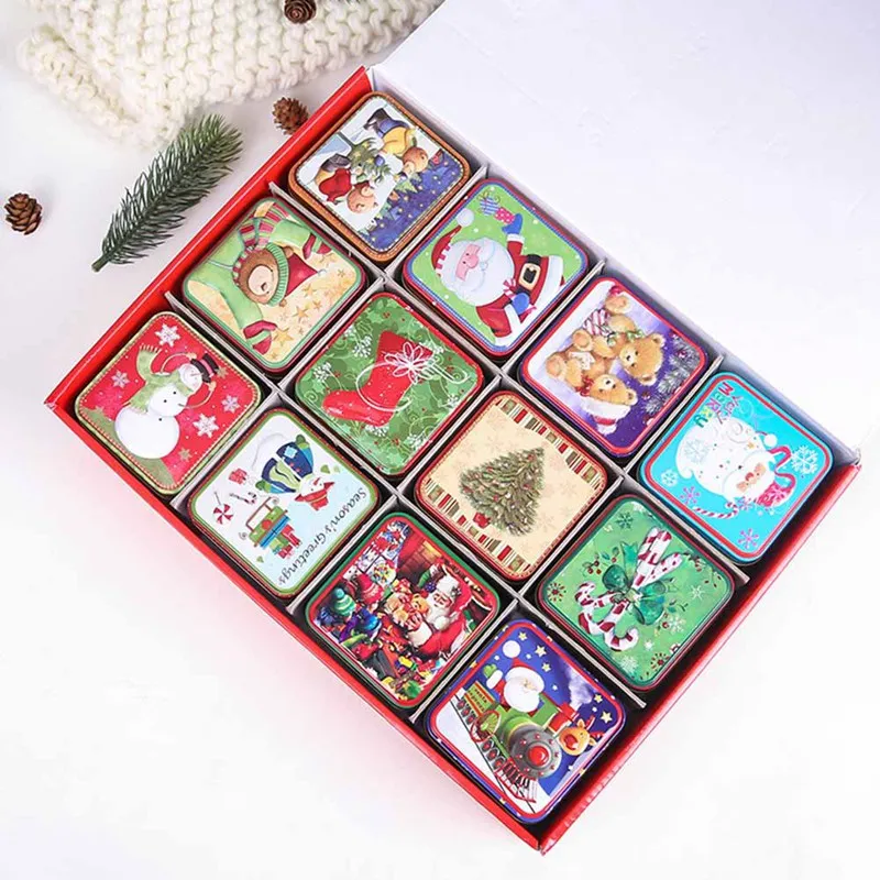

Christmas Square Cartoon Candy Jar Storage Box Candy Box Tin Box Tea Box Tin Tin Children Gift Box