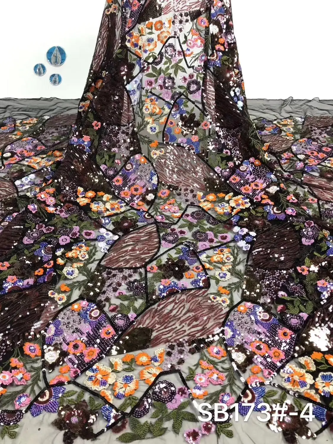 

5yards French Lace Fabric High Quality Cord Lace Nigerian Lace Fabric With sequins For Women Party Dresses DPSE222