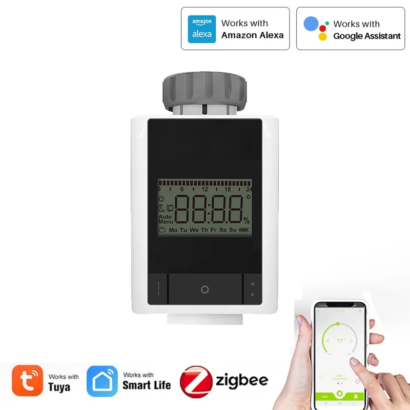 

Программируемый термостат Tuya Smart ZigBee, термостатический клапан радиатора, регулятор температуры с поддержкой Alexa